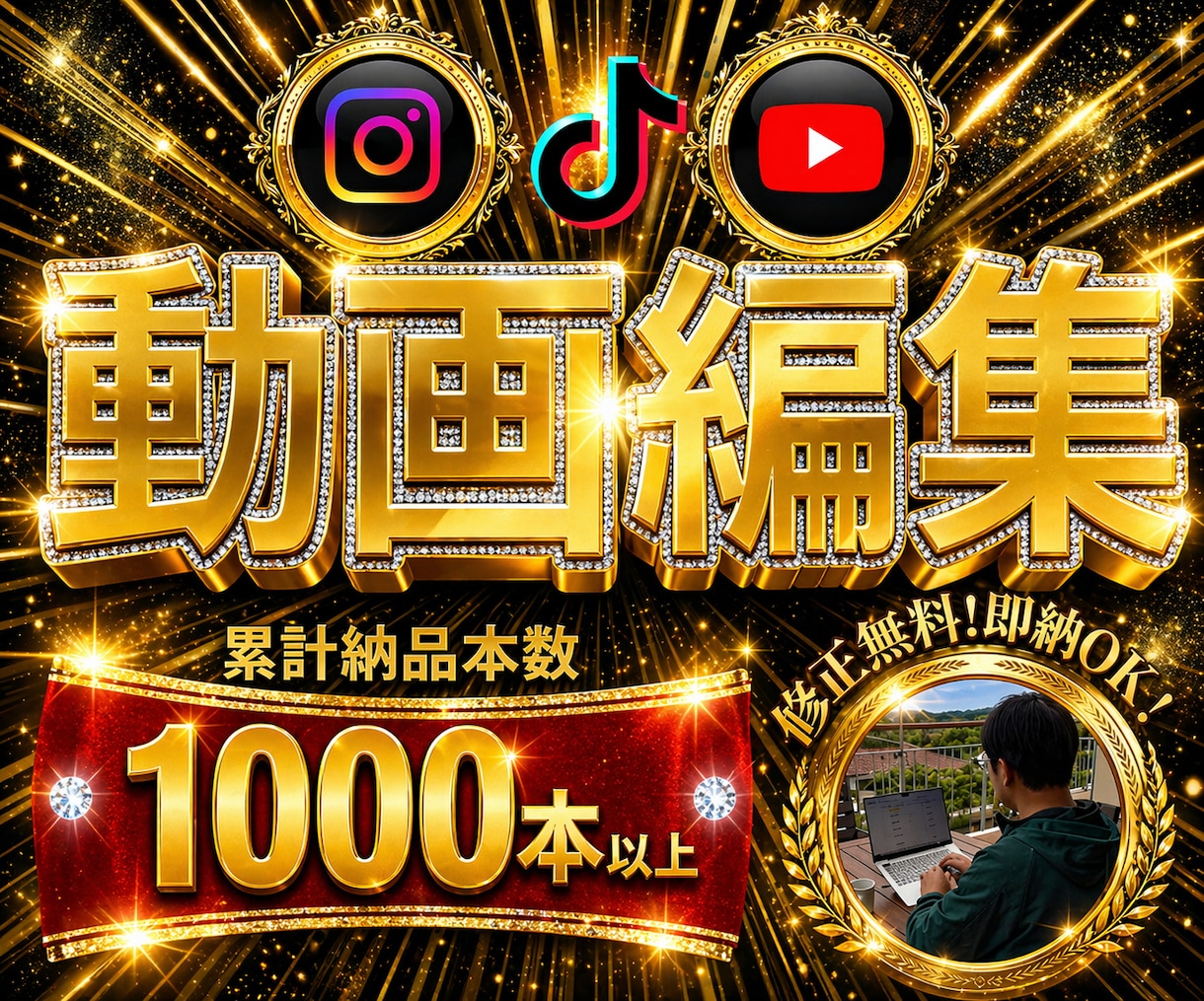 潤之介「実績1000本！丸投げOK！ショート動画編集します 〜YouTube shorts・TikTok・リール対応〜」のサービス画像