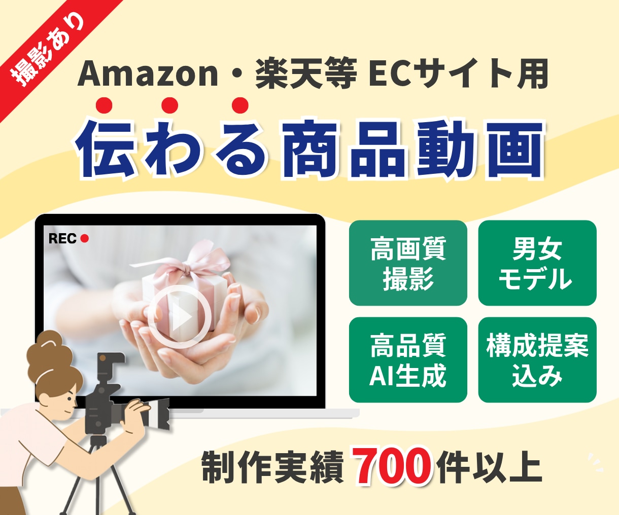 nanase works「Amazon等ECサイトの商品動画撮影・編集します 高画質・モデル込み・おしゃれ・広告・わかりやすい・Vlog風」のサービス画像